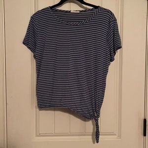 Blue and white striped crop top.